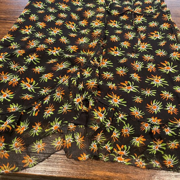 NWOT J.Crew Women's Sz 4 Flutter Wrap Dress Starburst Floral Black Multi Chiffon - Picture 9 of 16